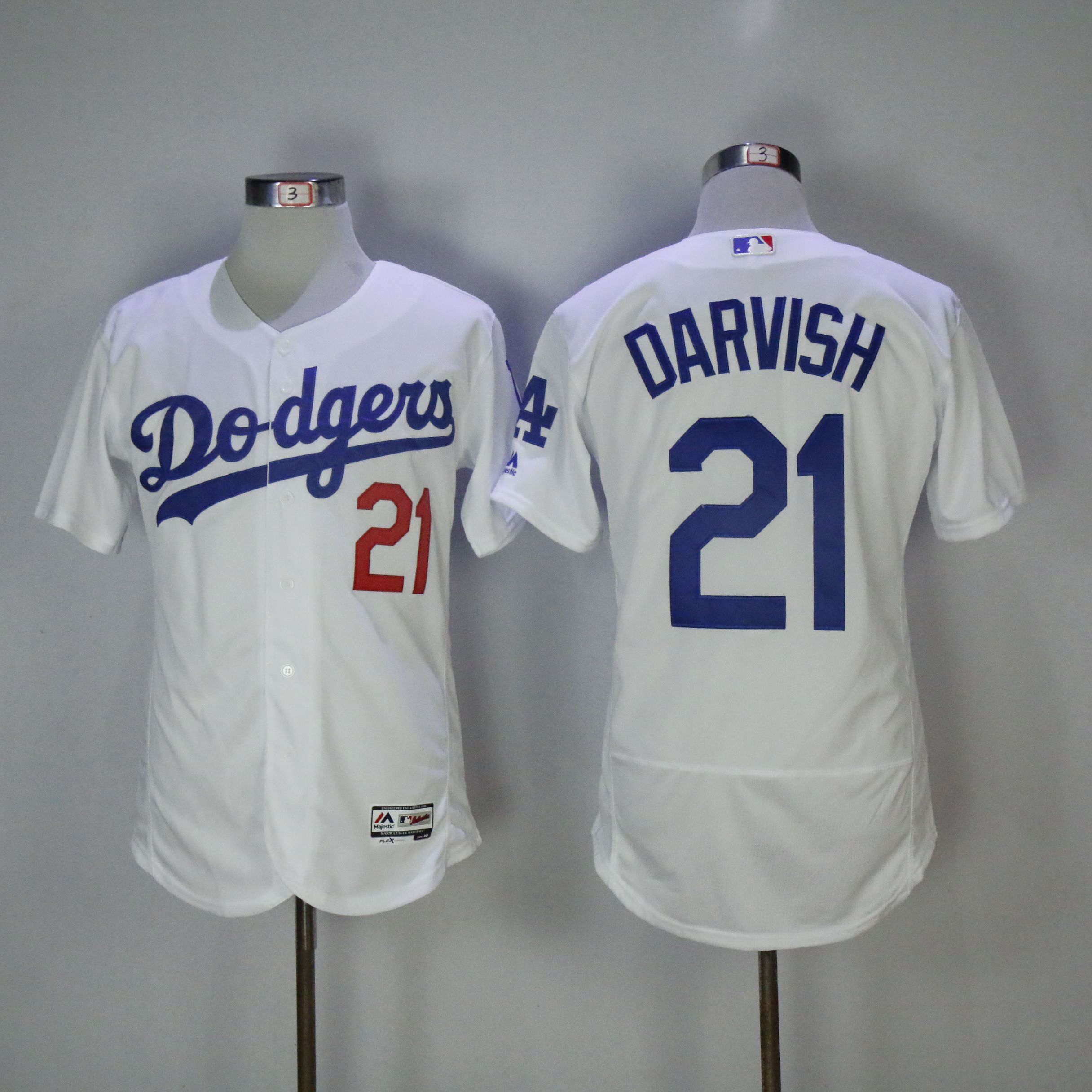 Men Los Angeles Dodgers #21 Darvish White Elite MLB Jerseys